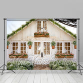 Aperturee - Pastoral Plants White Wooden House Spring Backdrop
